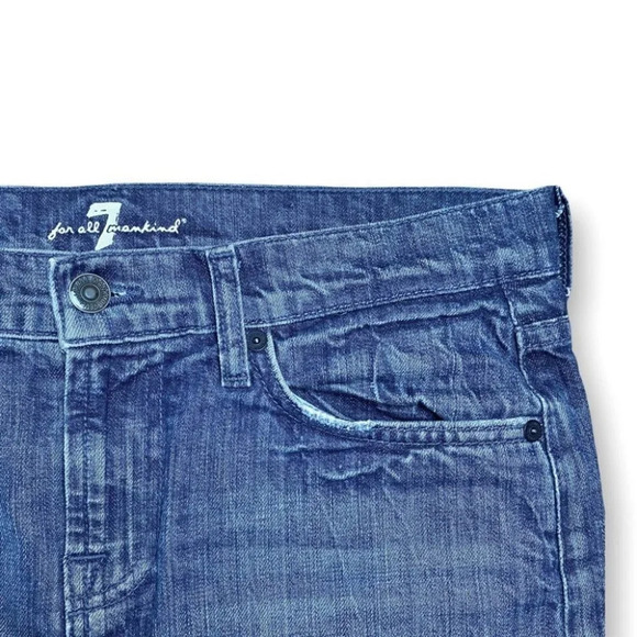 7 For All Mankind Blue  Jean Ribbed Bottom Skirt - Picture 5 of 8